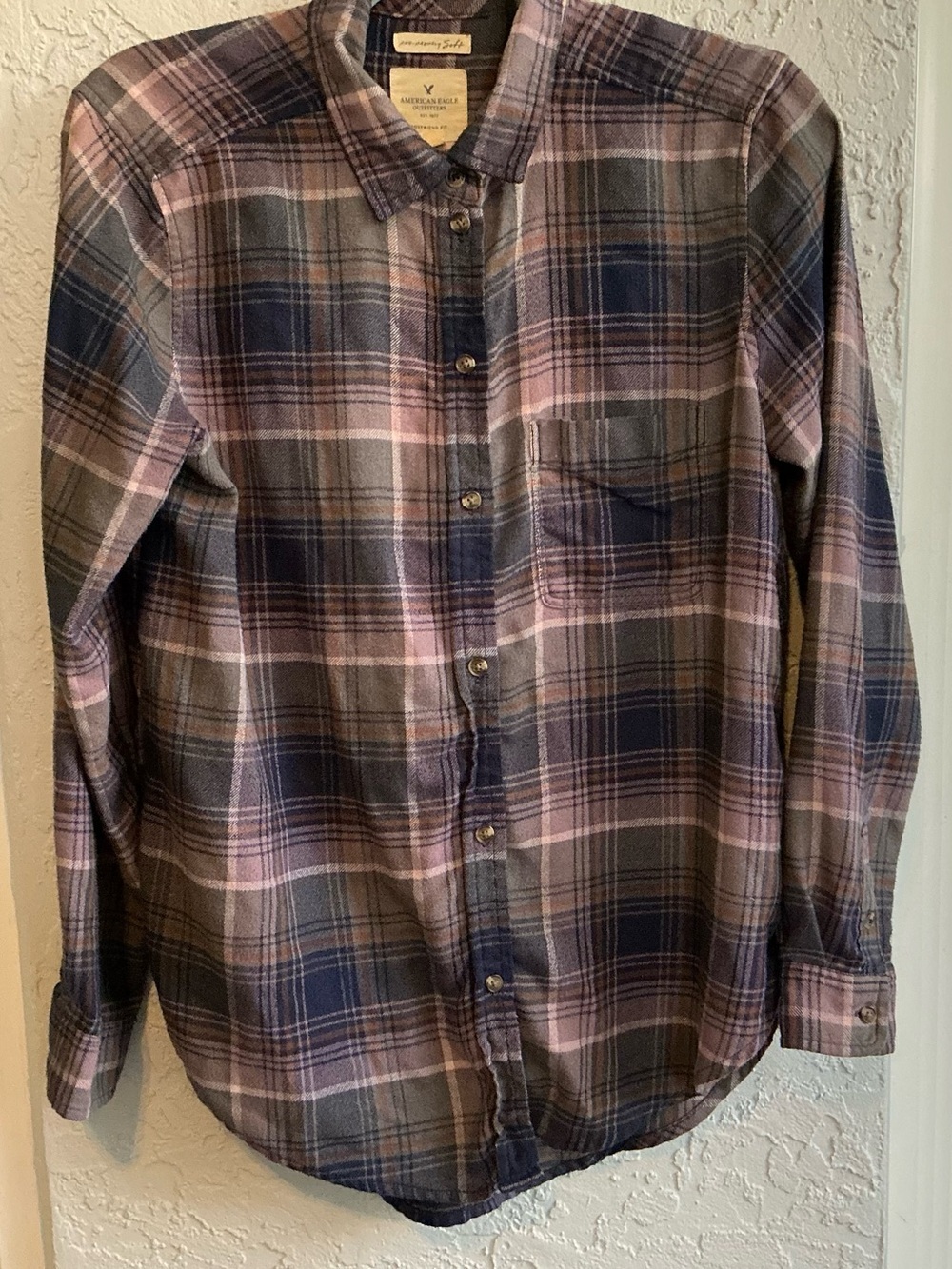 American Eagle Outfitters Amazingly Soft Plaid Button-Down Shirt - Picture 4 of 12